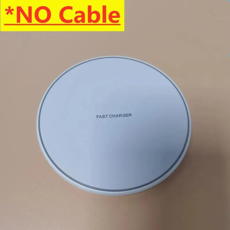 30W wireless charging pad fast charger sleek round design no cable needed