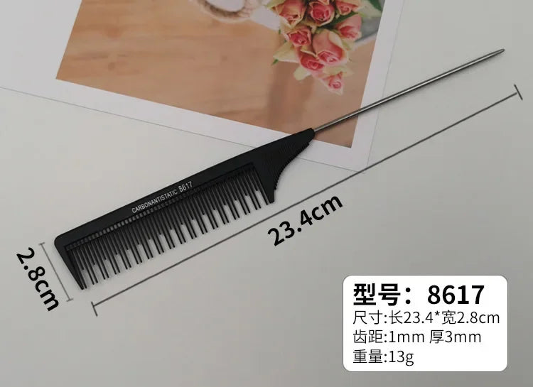Professional Hair Tail Comb stainless steel tail fine teeth 23.4cm length precision styling tool