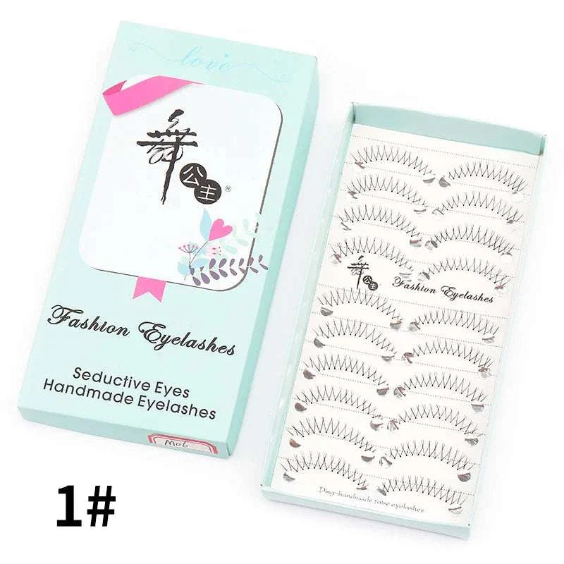 10 pairs of Natural Manga Full Strip Lashes in light blue box, anime-inspired handmade fashion false eyelashes for voluminous, natural look