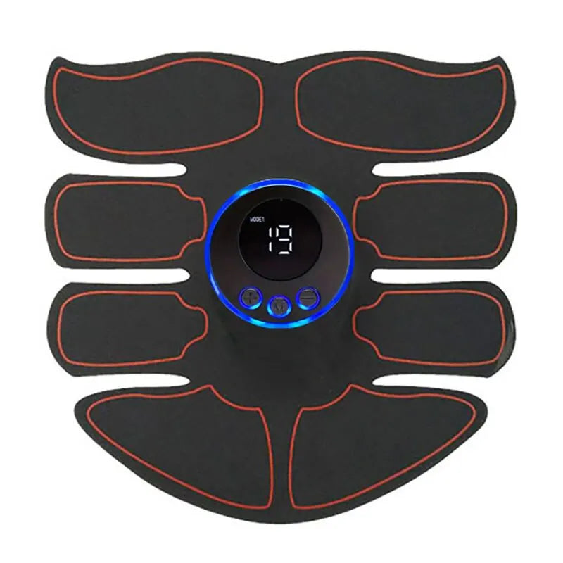 USB rechargeable abdominal muscle massage EMS device with training patches and intensity control