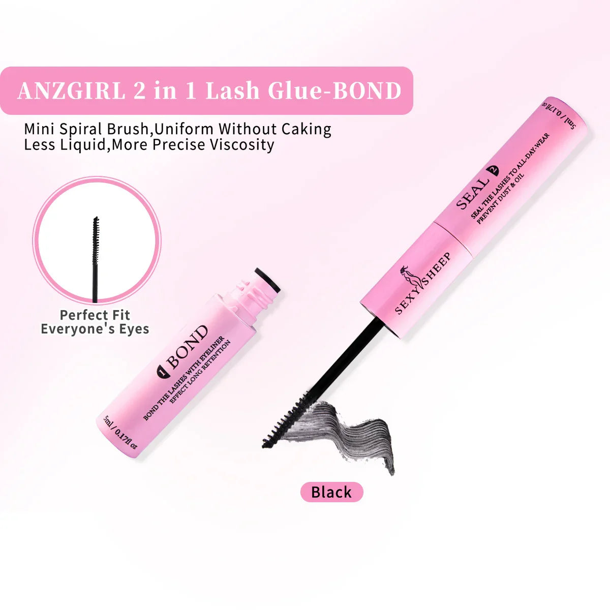 280pcs DIY Lash Extension Kit black lash glue-bond with mini spiral brush for precise, long-lasting lash application