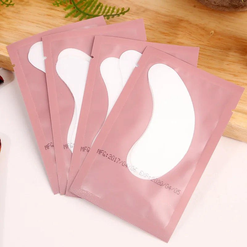 50 pairs hydrogel under eye patches in pink packaging for eyelash extensions and eye care