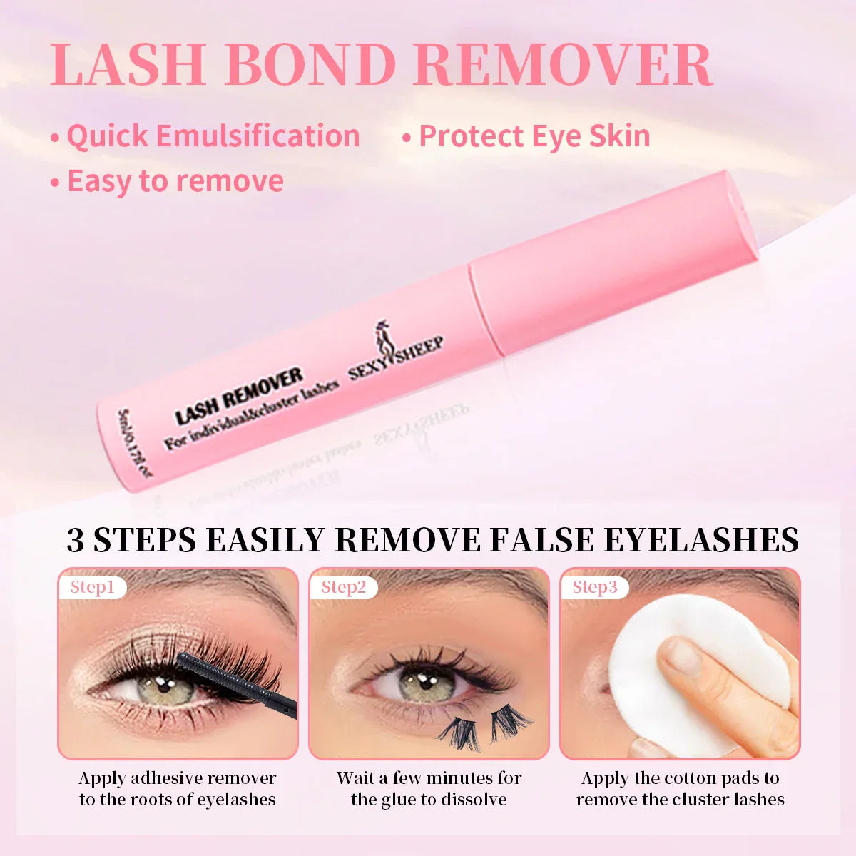 280pcs DIY Lash Extension Kit lash bond remover for easy false eyelash removal with gentle applicator steps