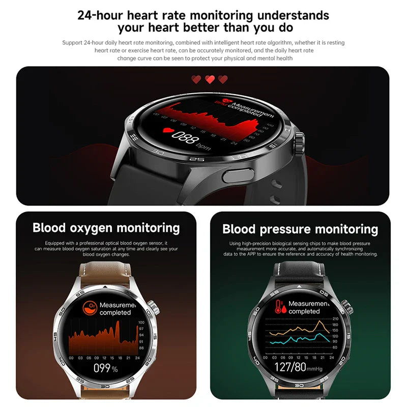 HUAWEI GT5 Pro Smartwatch with heart rate, blood oxygen, and blood pressure monitoring, AMOLED display, and sleek design