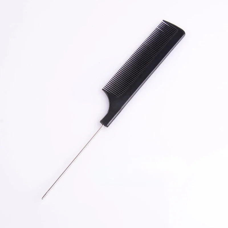 Professional hair tail comb with stainless steel tail and fine teeth for precise styling