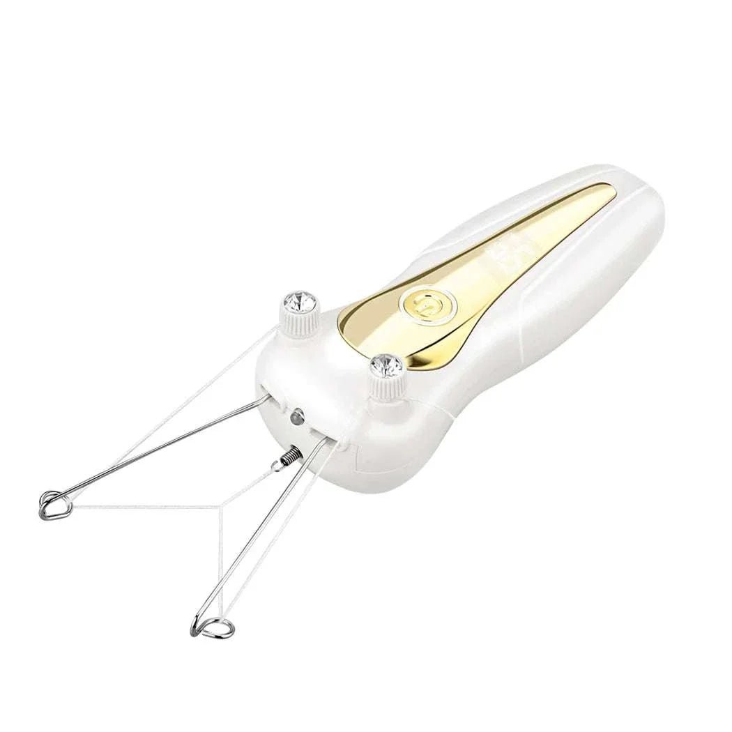 Electric rechargeable body hair remover with cotton thread technology for gentle and efficient hair removal on sensitive areas.