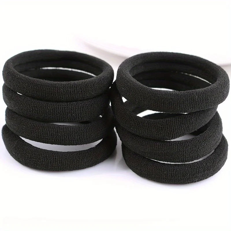 black nylon scrunchie hair ties soft elastic set