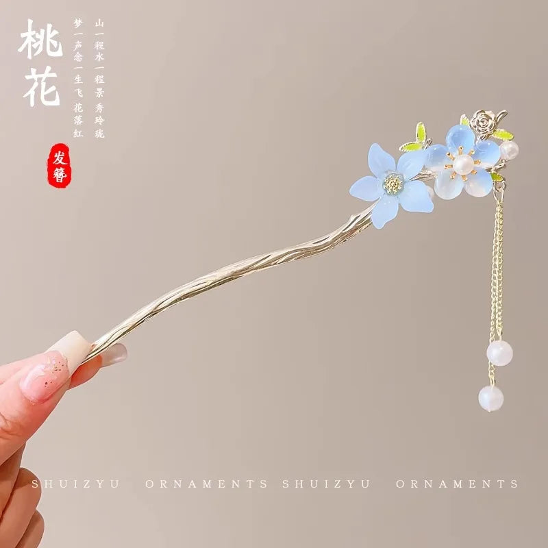 Elegant Chinese Style Flower Tassel Hairpin