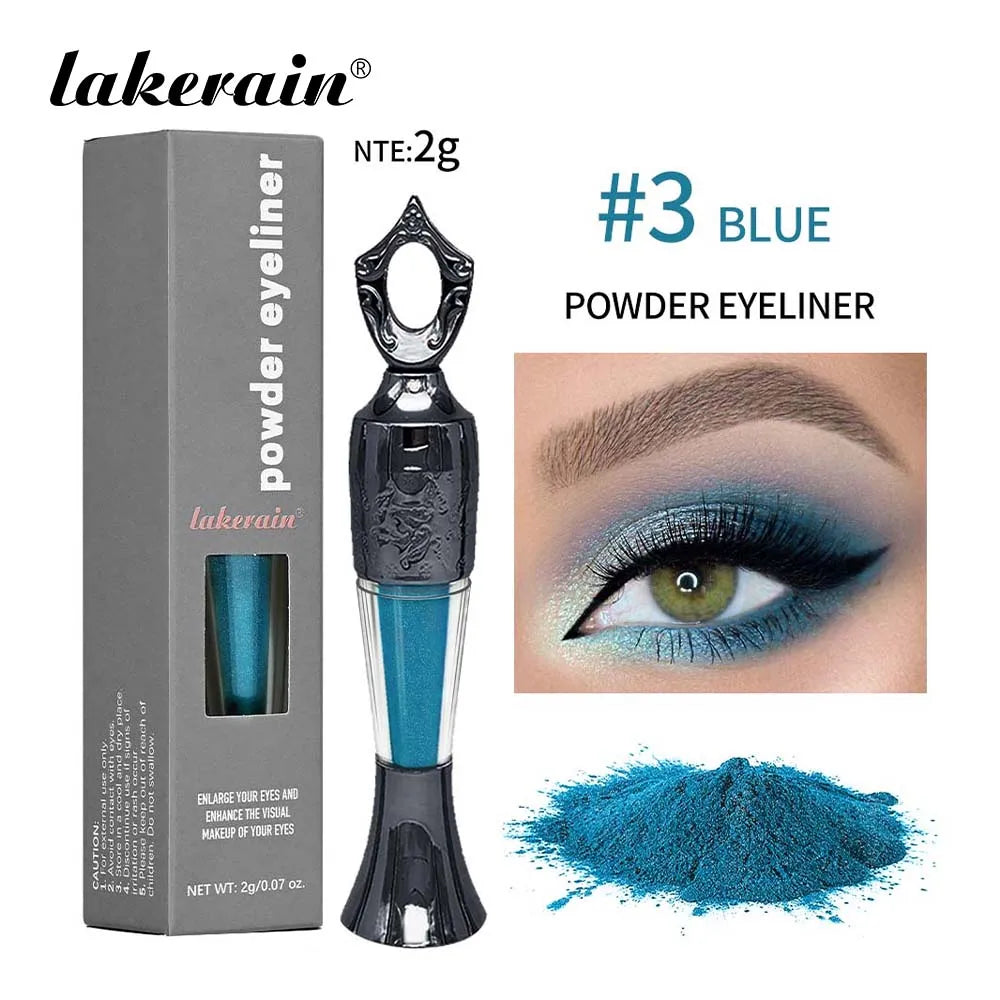 4-Colors Etro Bottle Powder Eyeliner in blue shade with unique bottle design, mineral formula, waterproof and smudge-proof for bold eye makeup