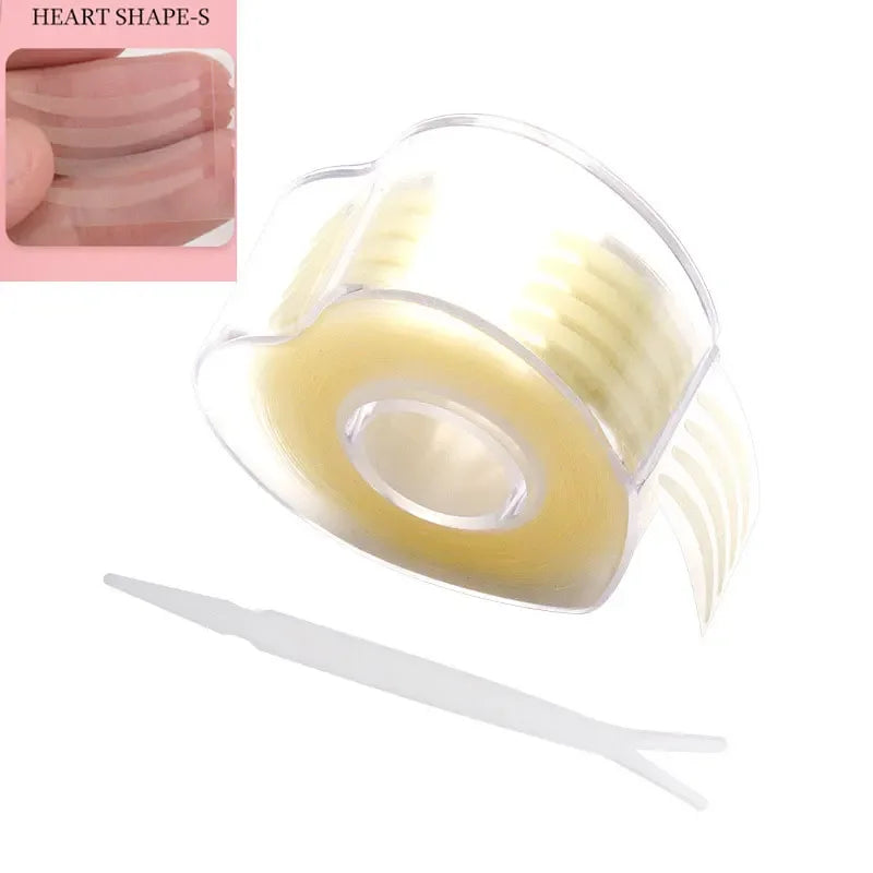 Clear heart shape eye liner and eyeshadow stencil stickers with applicator tool for precise makeup application
