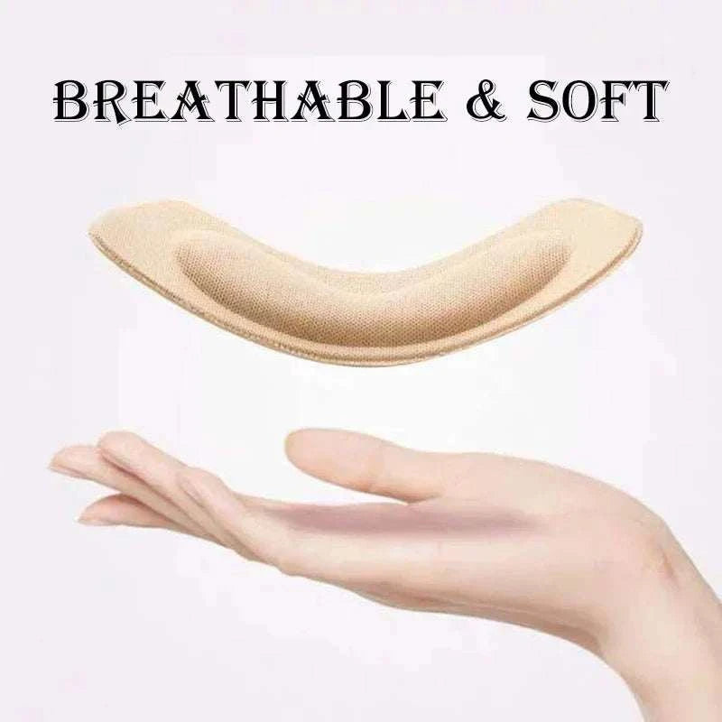 Soft breathable heel insoles patch floating above hand for pain relief and comfort