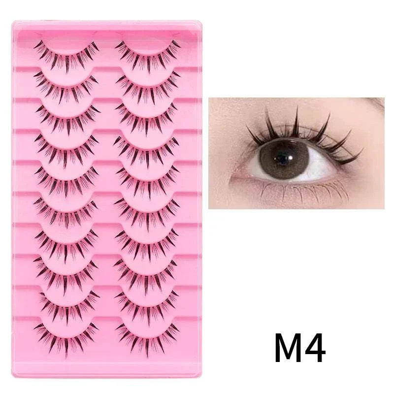 10 pairs of Natural Manga Full Strip Lashes with anime-inspired, voluminous, reusable synthetic fibers in bulk packaging