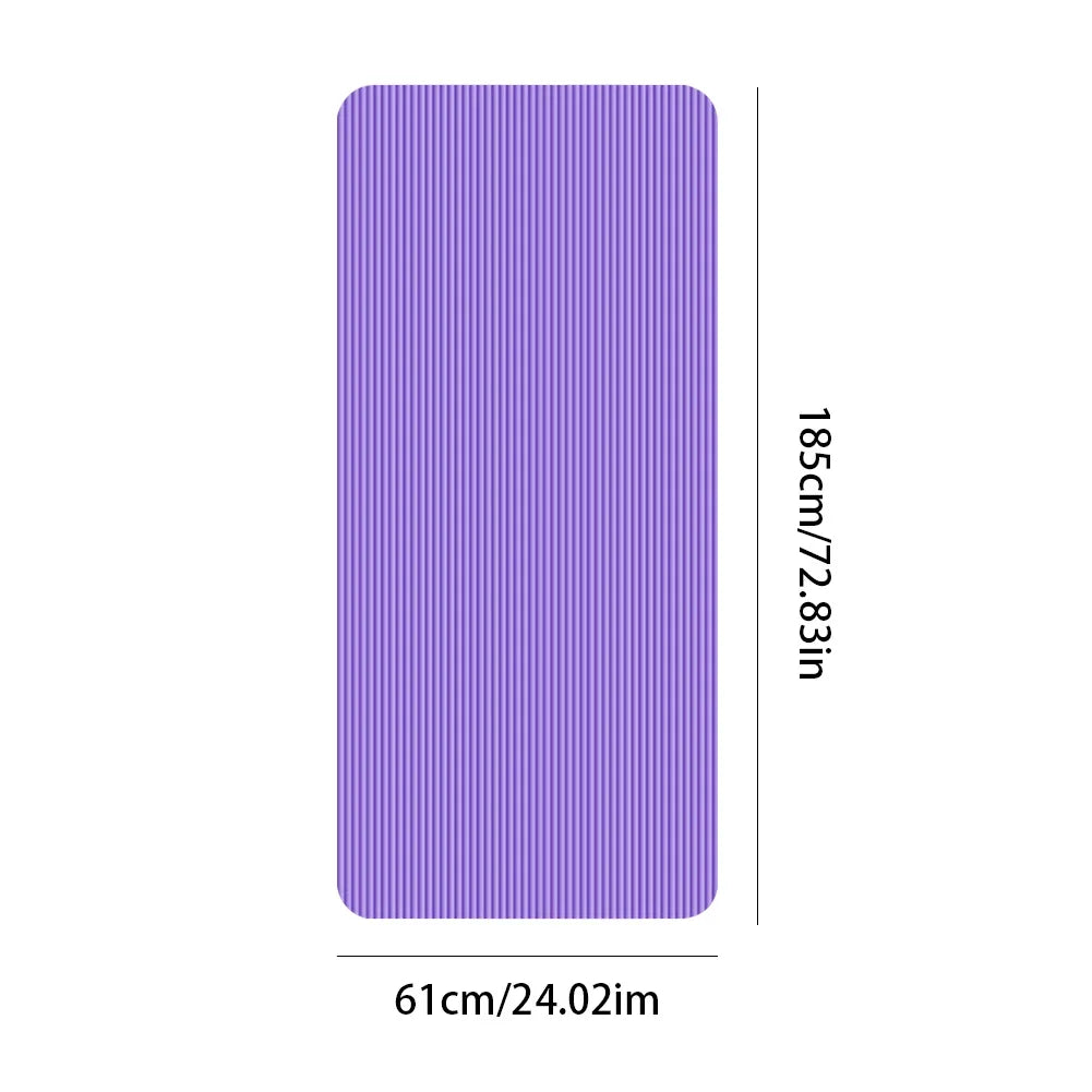 Purple non-slip yoga mat with textured surface, 185cm by 61cm, thick and durable for fitness and yoga workouts