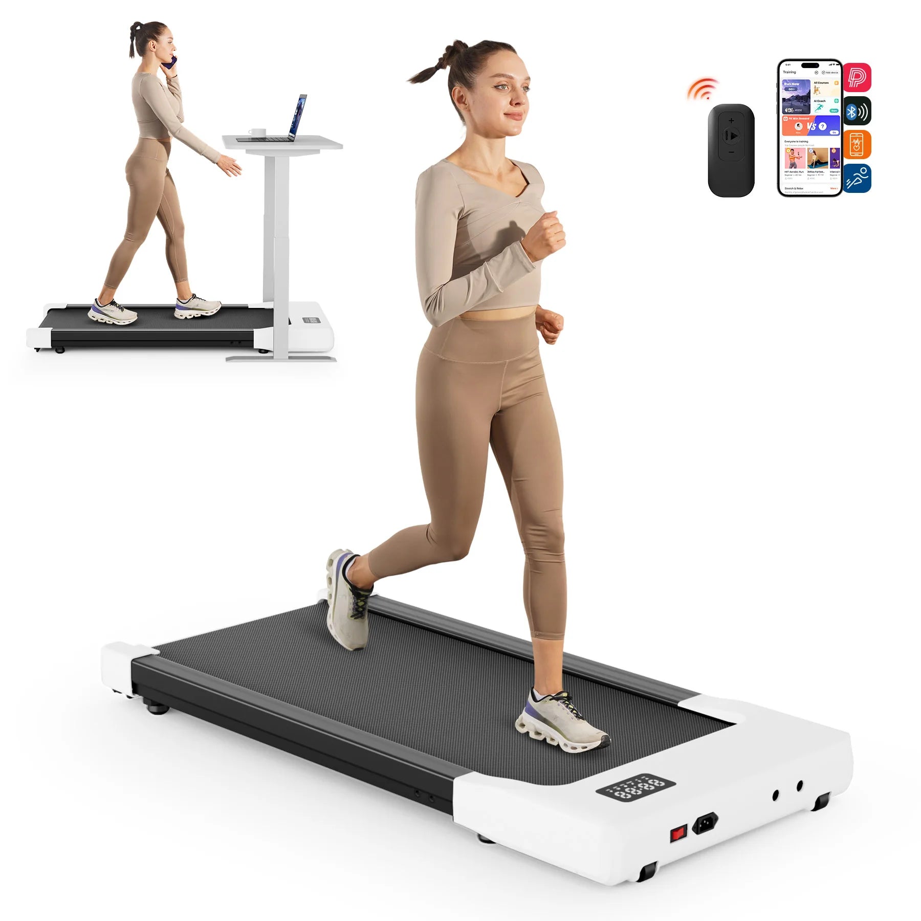 2 in 1 Walking Pad Under Desk Treadmill – Portable Home & Office Fitness
