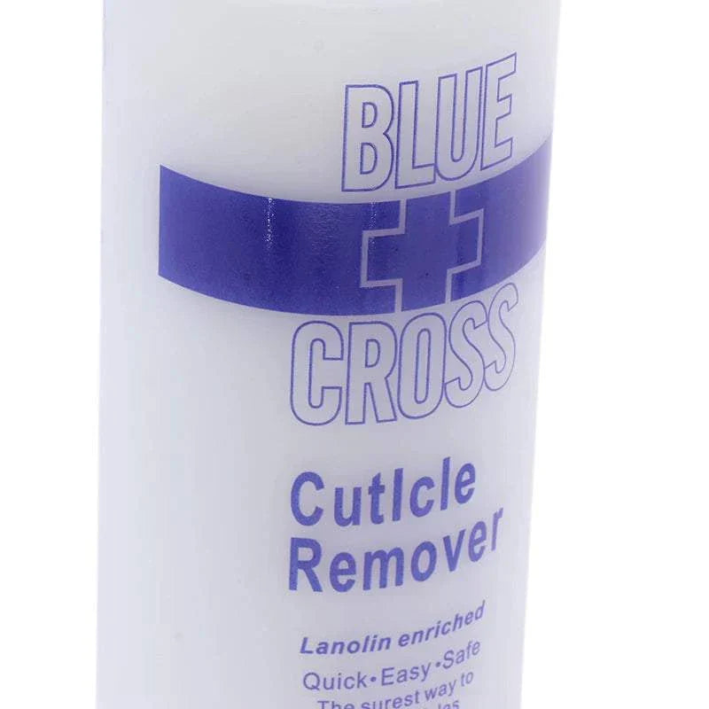 Blue Cross Foot Cuticle Remove Dead Foot Exfoliator bottle for softening and removing dead skin.