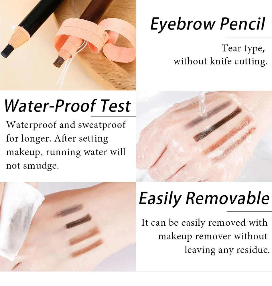Eyebrow Pencil & Trimmer Set with waterproof, sweatproof pencil, easy tear type and removable makeup for precise brow grooming and shaping.
