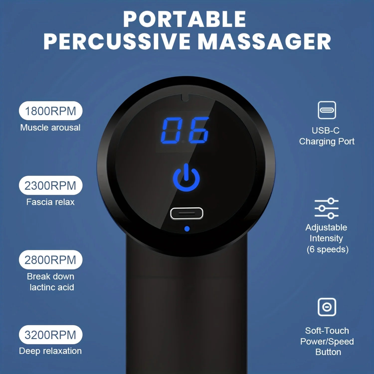 Portable Fascial Massage Gun Electric Percussion Pistol Massage