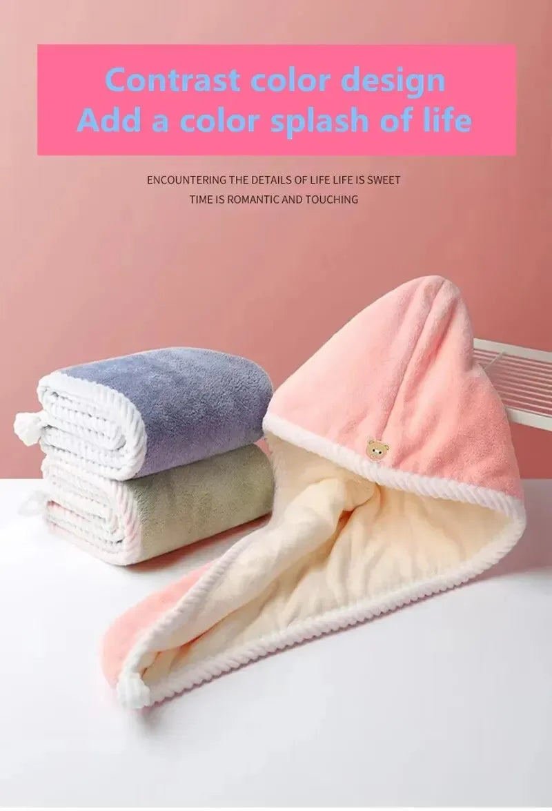 Double Thick Dry Hair Towel Cap