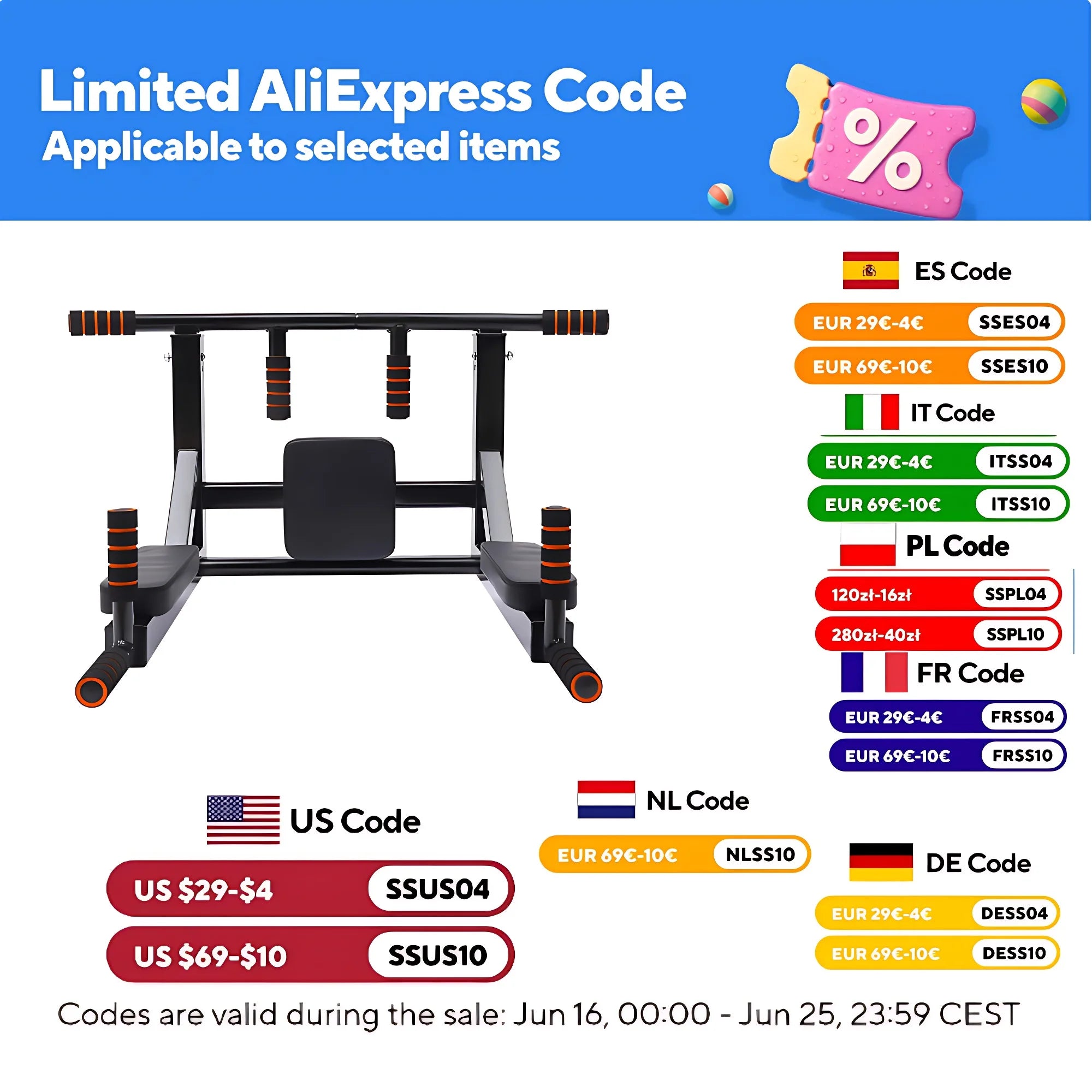 Wall Mount Pull-up Bar & Dip Station