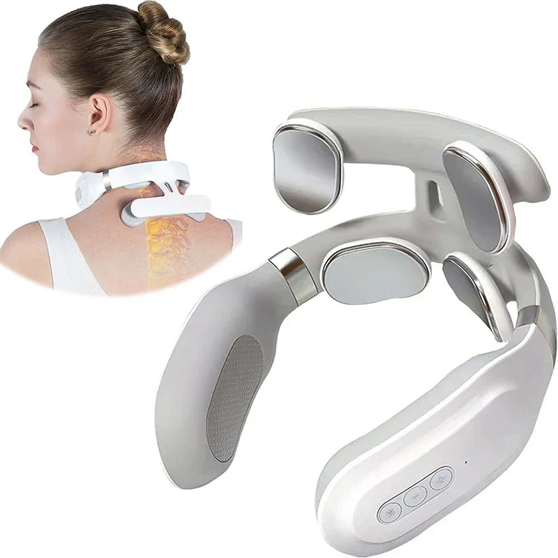 4D Neck Massage Machine with heat, vibration, and breathing light therapy for deep neck and shoulder relief