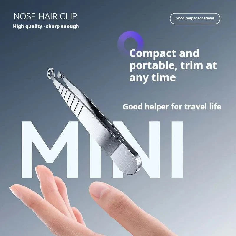 Stainless steel manual nose hair trimmer with compact, portable design for safe and precise grooming, travel-friendly and durable.