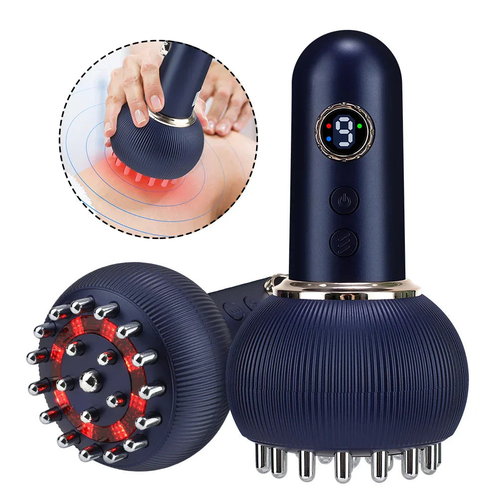 Rechargeable guasha massager with heat and vibration for body shaping and lymphatic detox.