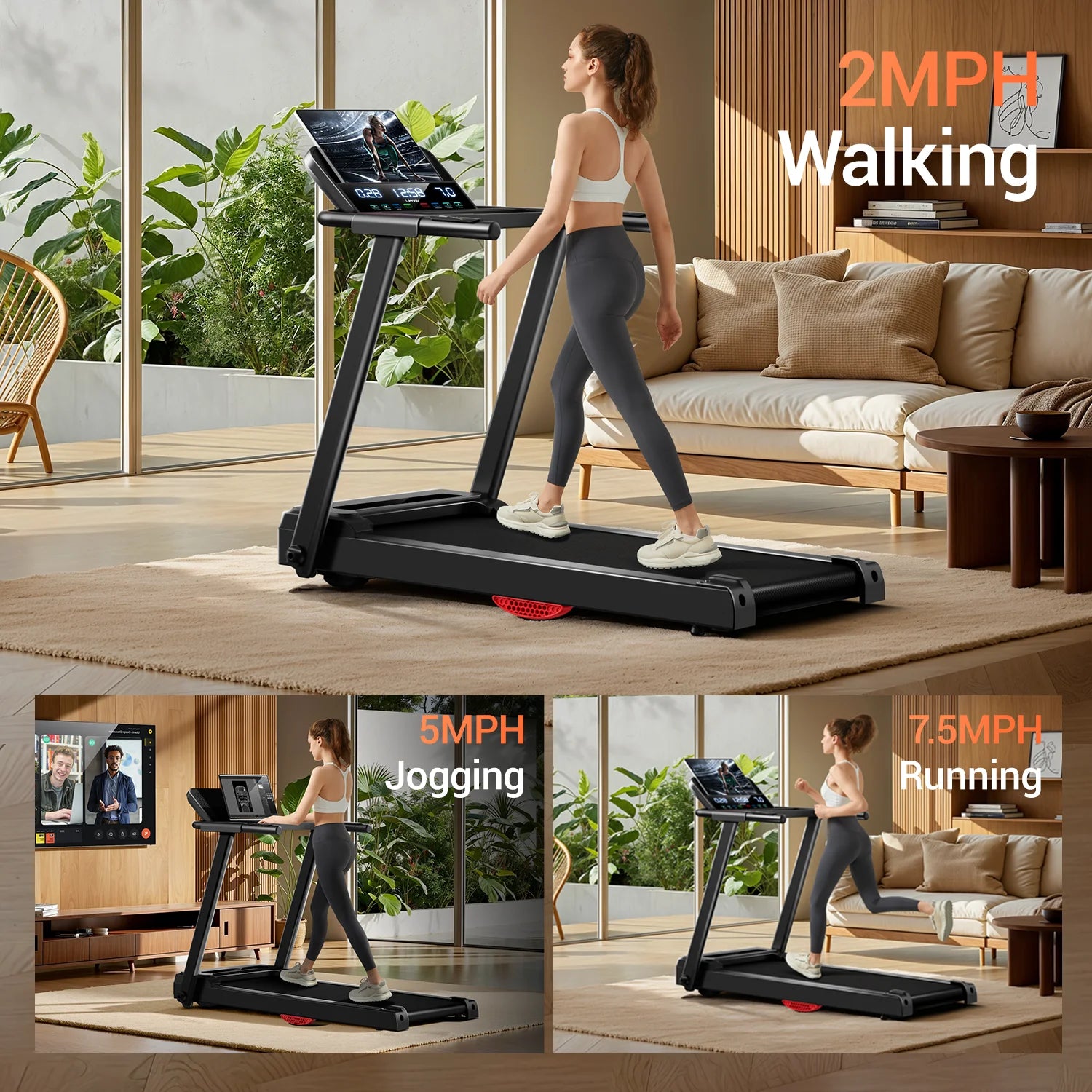 3.0HP Foldable Home Treadmill – Quiet, Durable & Shock Absorbing