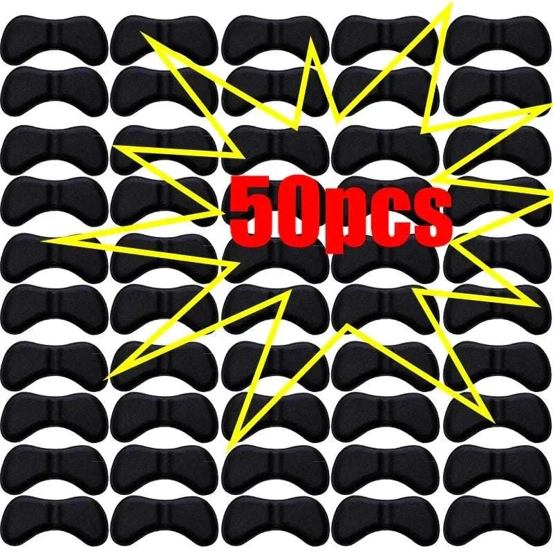 50 pcs black heel insoles patch for pain relief and heel protection with self-adhesive backing