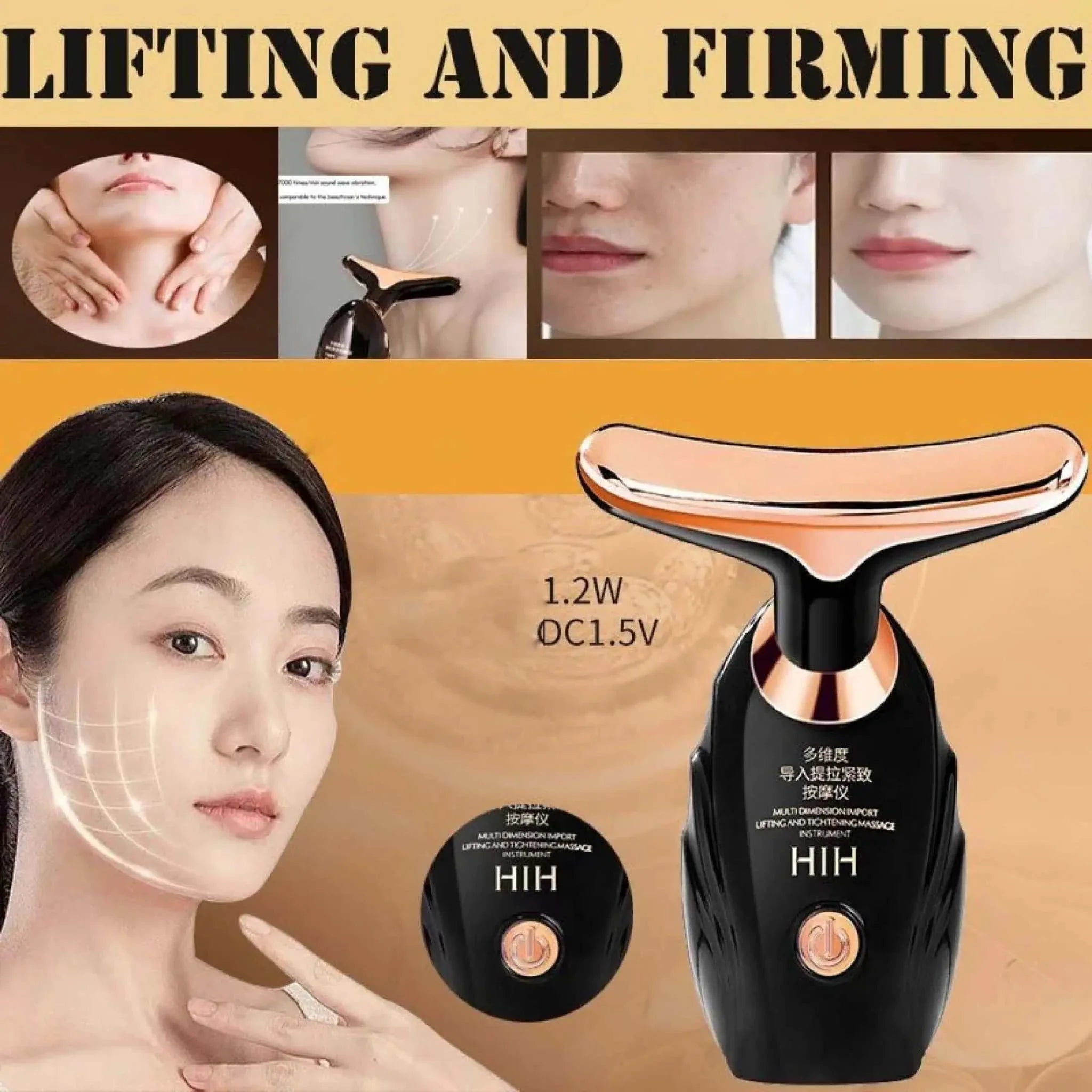 3-in-1 Face Massager with microcurrent technology for lifting, firming, and rejuvenating face, eyes, and neck skin