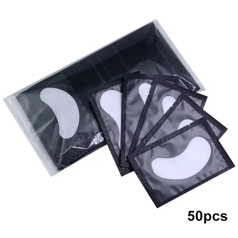 50 pairs eyelash gel patches for lash extension and under-eye care with hydrating, skin-friendly gel formula