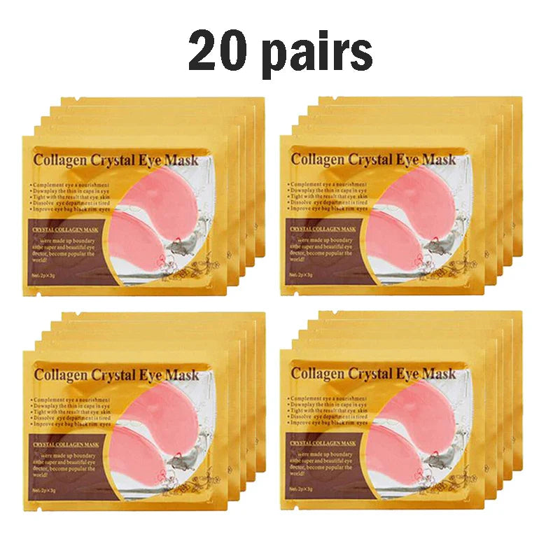20 pairs Gold Collagen Crystal Eye Mask firming moisturizing under-eye patches with collagen and plant extracts