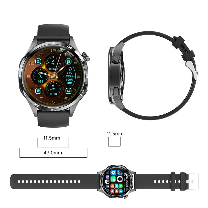 HUAWEI GT5 Pro Smartwatch with 360x360 AMOLED display, GPS, heart rate monitor, Bluetooth calling, and IP67 waterproof design.