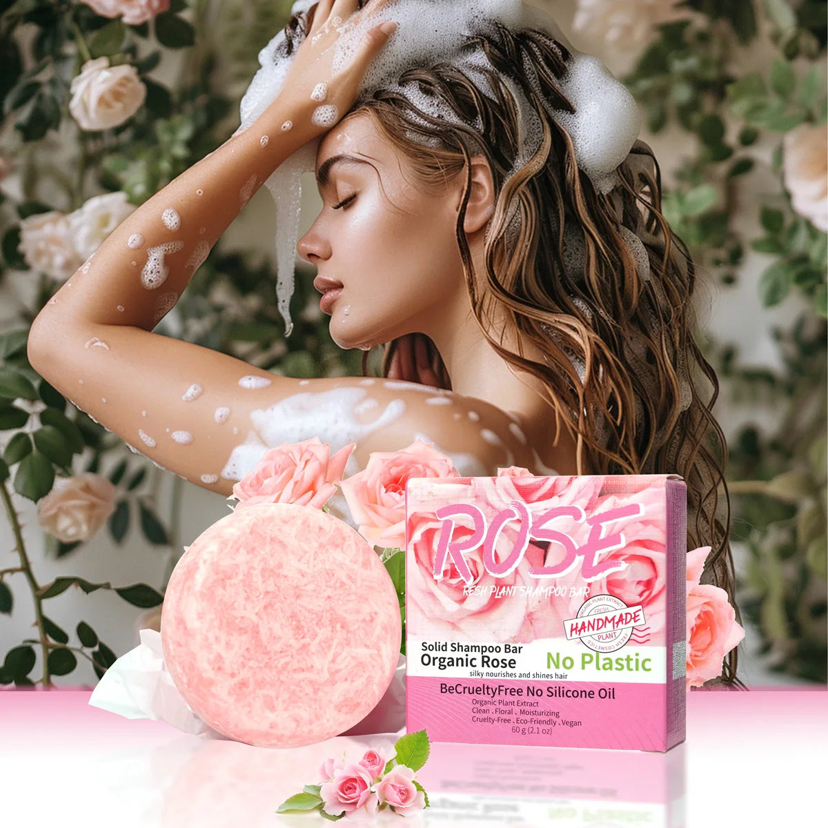 Pink rose shampoo soap, essential oil, handmade soap
