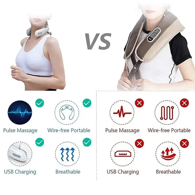 4D Neck Massage Machine wireless portable pulse massage with USB charging and breathable design comparison
