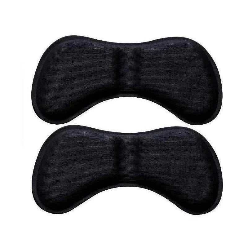 Black heel insoles patches for pain relief, cushioning, and heel protection with self-adhesive backing and universal fit.