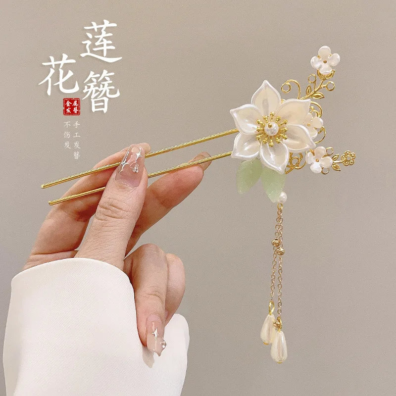 Elegant Chinese Style Flower Tassel Hairpin