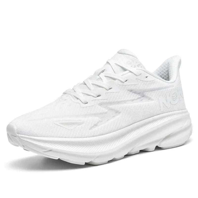 White Carbon Plate Air Cushion lightweight breathable running shoe with ergonomic fit and durable rubber outsole for unisex athletes