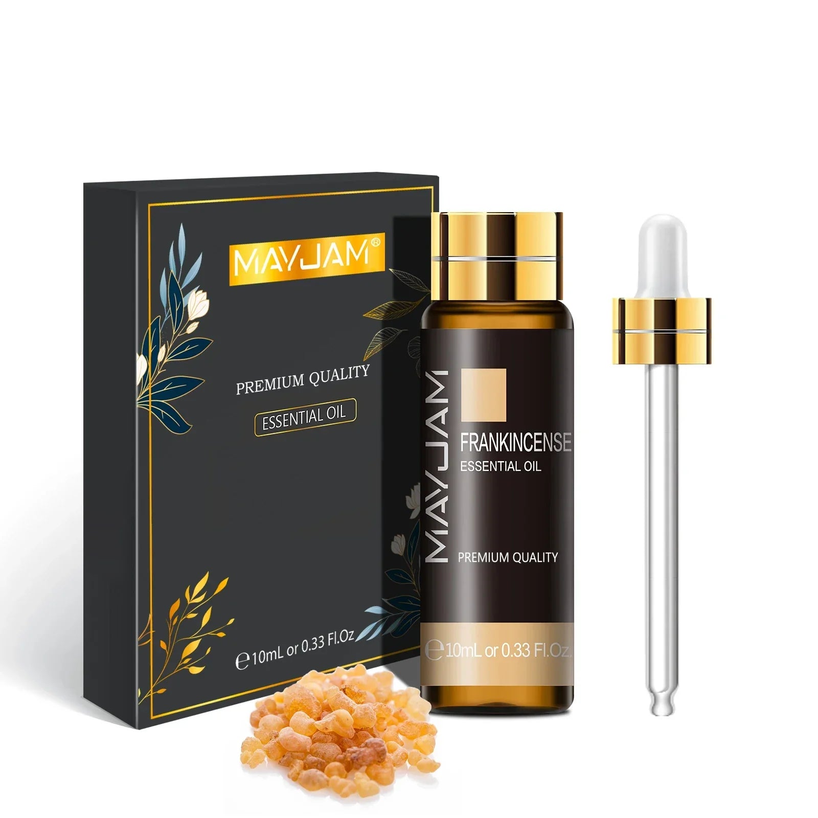 MAYJAM Frankincense essential oil bottle with dropper and black gift box, 10ml premium quality