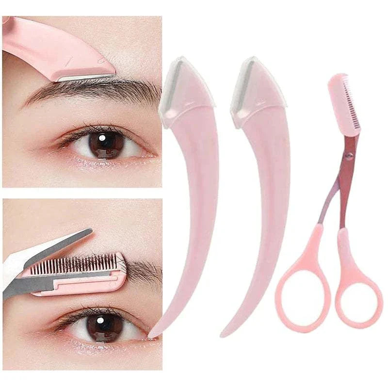 Karsyngirl Eyebrow Trimming Knife Set with precision razors and comb scissors for shaping and grooming eyebrows and facial hair