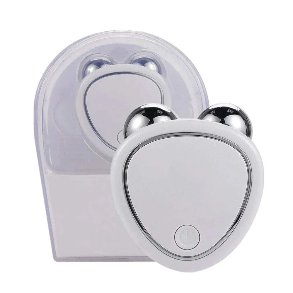 Compact EMS face lifting machine with dual microcurrent rollers for skin tightening and anti-wrinkle rejuvenation