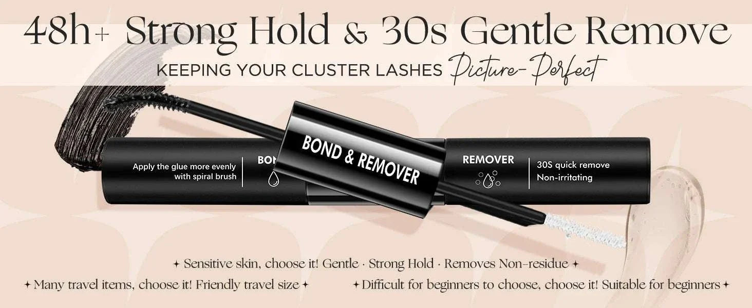 2-in-1 Bond & Seal Lash Glue with double-ended design for strong, waterproof hold and gentle, quick removal