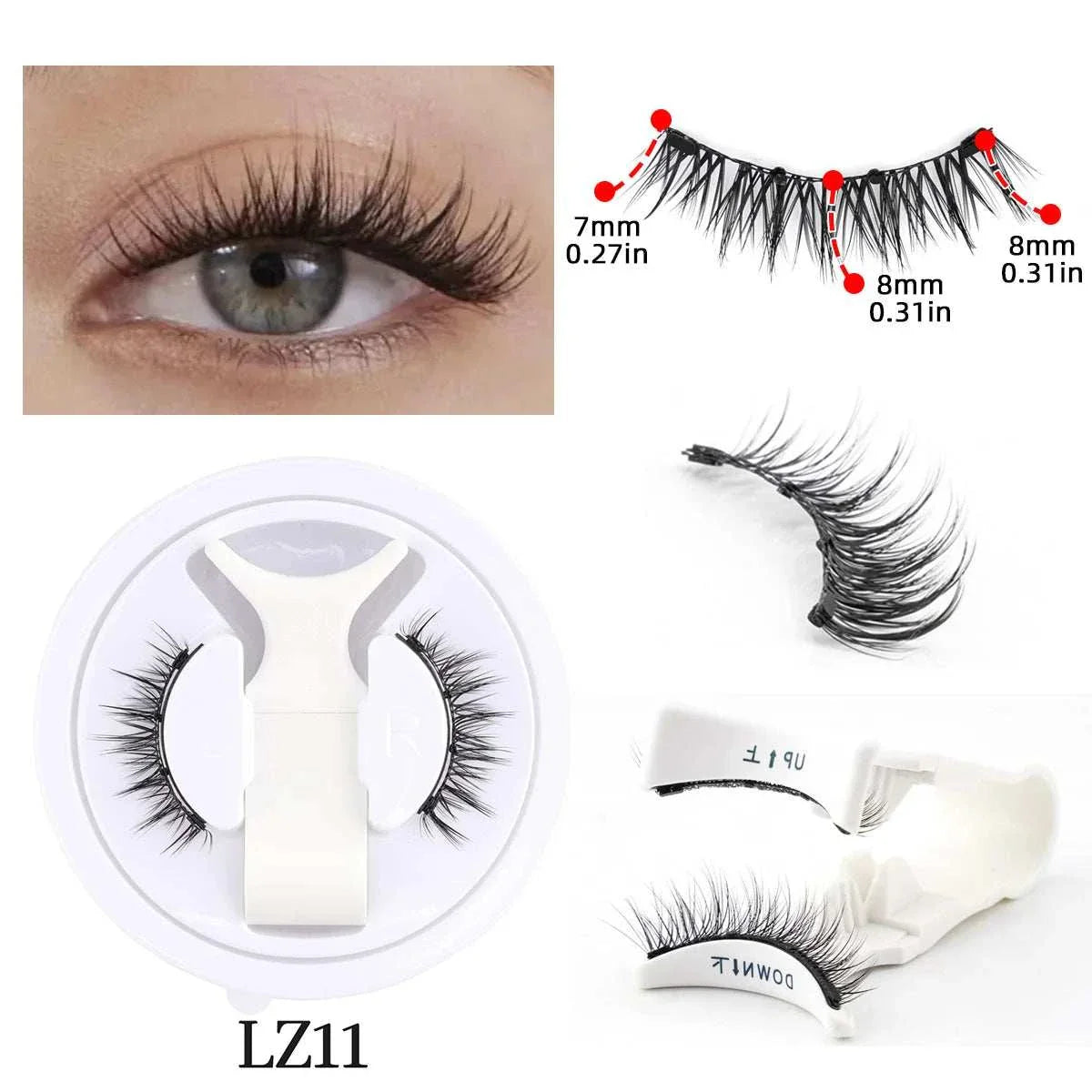 Hot Magnetic Eyelashes Set with reusable, natural-looking lashes, magnetic tweezers, and portable case for easy, glue-free application