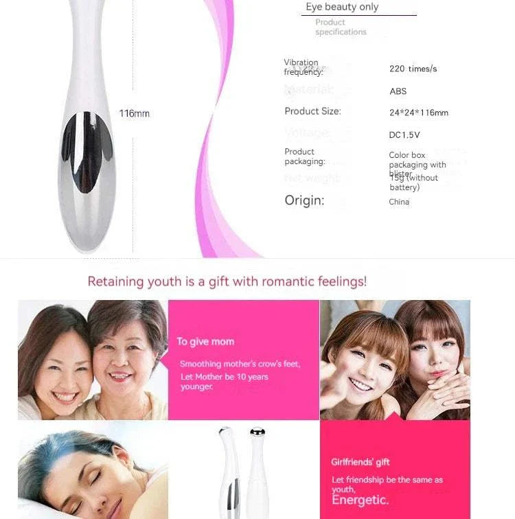 Home electric eye massage beauty instrument for reducing puffiness, fine lines, and dark circles with gentle vibration and USB rechargeable design.