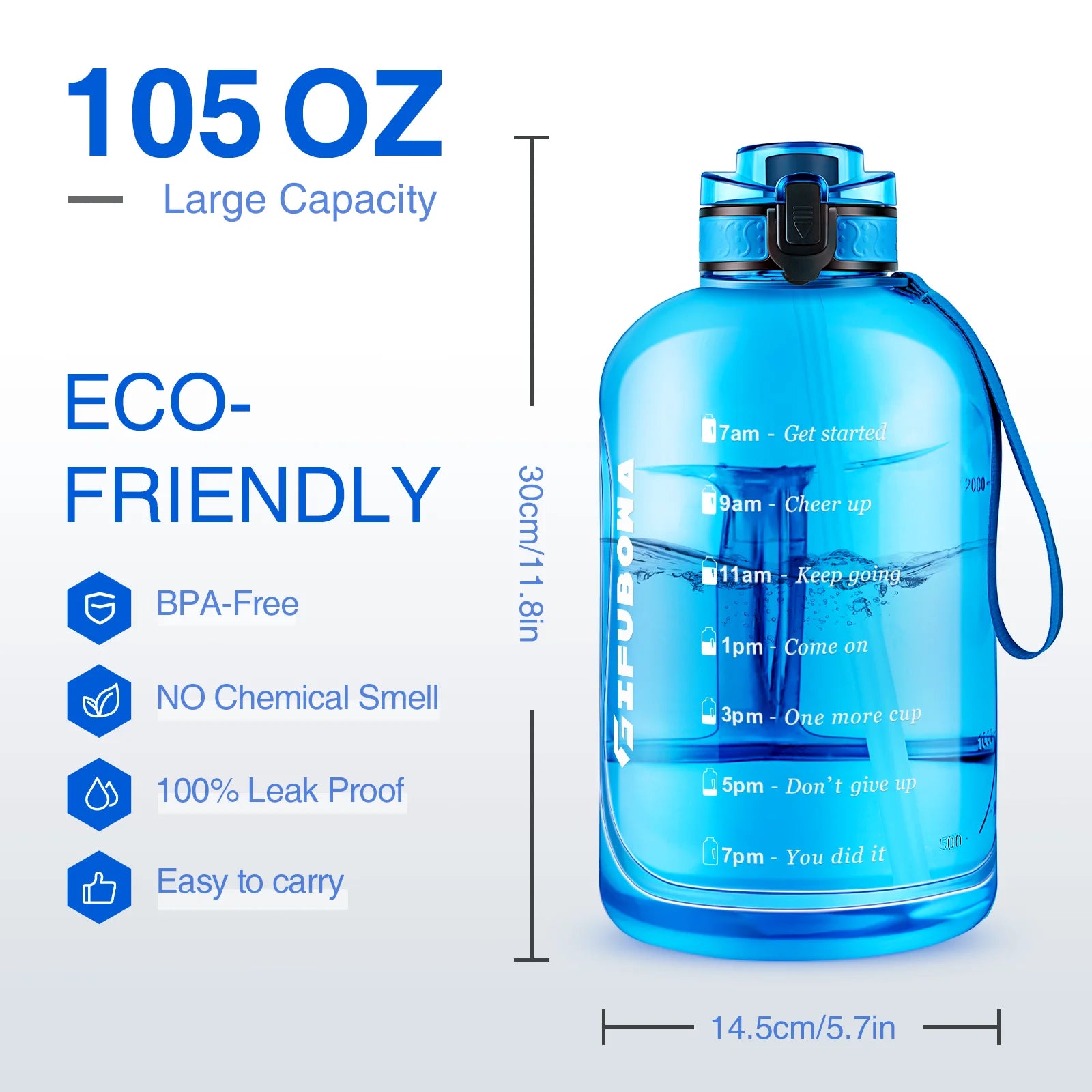 3L Motivational Water Bottle with Time Markers