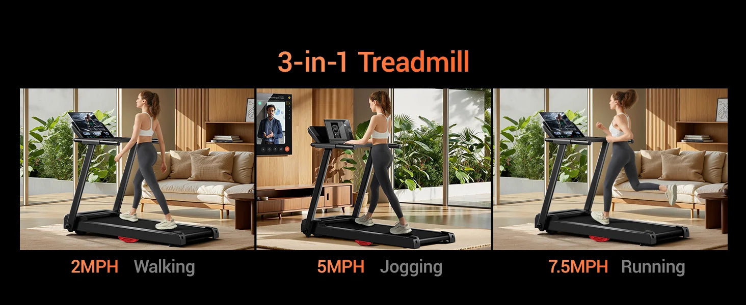 3.0HP Foldable Home Treadmill – Quiet, Durable & Shock Absorbing