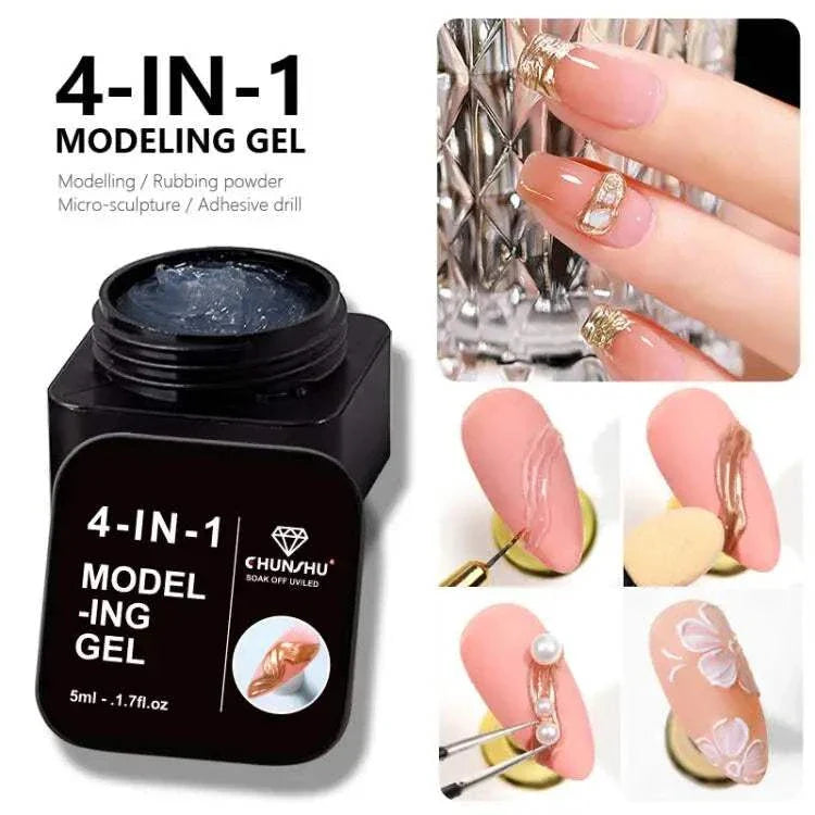 CHUNSHU 5ML black and white 4-in-1 nail painting gel for detailed nail art designs with UV/LED curing compatibility