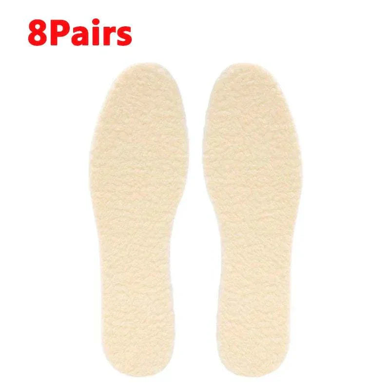 Natural Lamb Fleece Insoles, 8 pairs, warm and cushioned shoe inserts made from genuine lamb fleece for temperature regulation and comfort