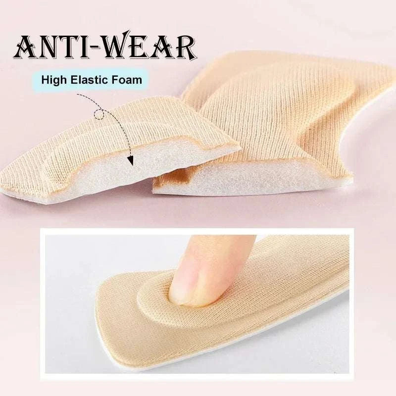 Beige heel insoles patch made of high elastic foam with anti-wear properties for pain relief and heel protection.