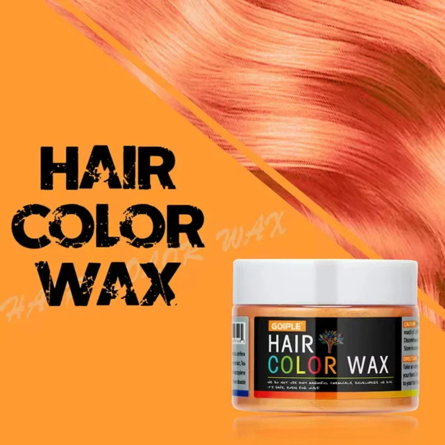 GOIPLE Hair Colour Wax temporary vibrant orange hair color cream in a jar on orange background