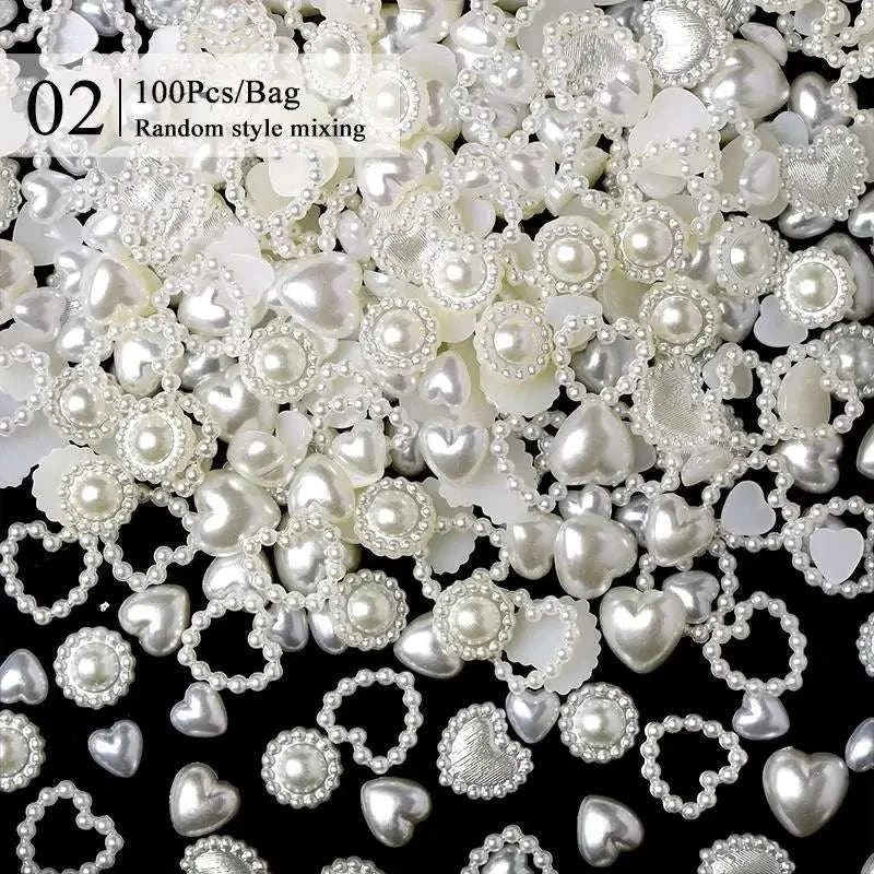Assorted pearl and rhinestone nail art decorations in random mix for BORN PRETTY 10g Gel Nail Glue application